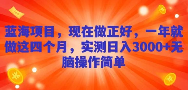 蓝海项目，现在做正好，一年就做这4个月，实测日入3000+，无脑简单操作-Xiaobei云