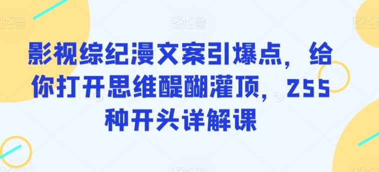 影视综纪漫文案引爆点，给你打开思维醍醐灌顶，255种开头详解课-Xiaobei云