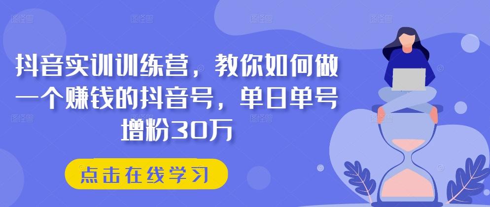 抖音实训训练营，教你如何做一个赚钱的抖音号，单日单号增粉30万-Xiaobei云