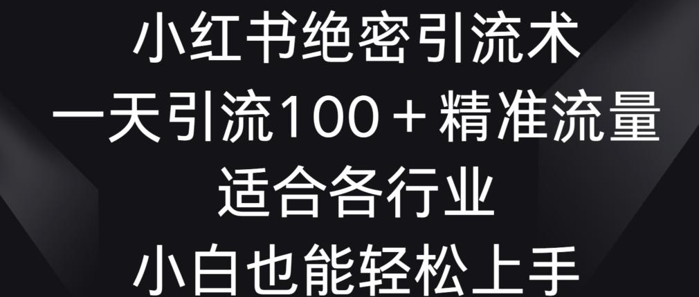 小红书绝密引流术，一天引流100+精准流量，适合各个行业，小白也能轻松上手【揭秘】-Xiaobei云