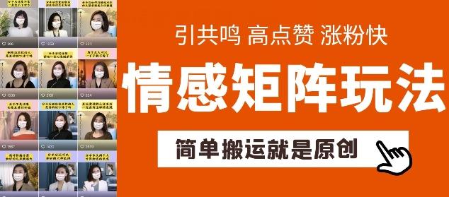 简单搬运，情感矩阵玩法，涨粉速度快，可带货，可起号【揭秘】-Xiaobei云
