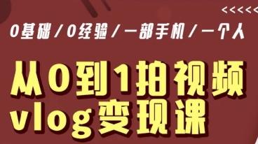 从0到1拍视频vlog变现课,5分钟每天,每月多赚1W
