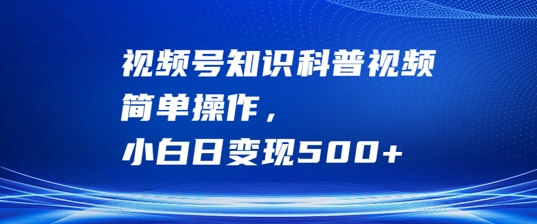 视频号知识科普视频，简单操作，小白日变现500+【揭秘】-Xiaobei云