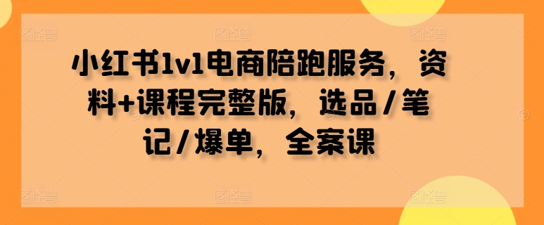 小红书1v1电商陪跑服务，资料+课程完整版，选品/笔记/爆单，全案课-Xiaobei云