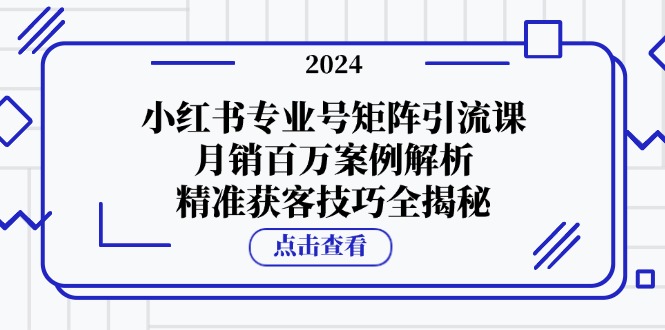 小红书专业号矩阵引流课，月销百万案例解析，精准获客技巧全揭秘-Xiaobei云
