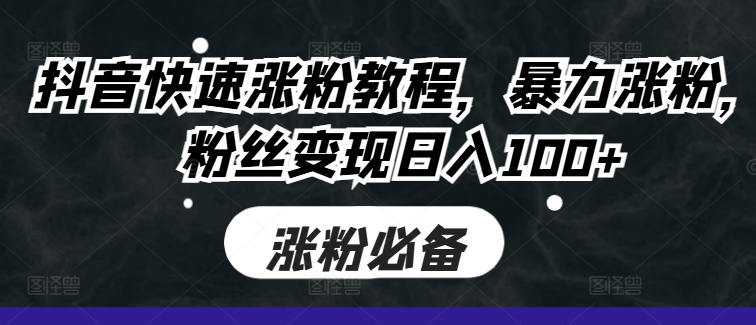 抖音快速涨粉教程，暴力涨粉，粉丝变现日入100+-Xiaobei云