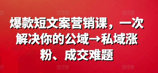 爆款短文案营销课，一次解决你的公域→私域涨粉、成交难题-Xiaobei云