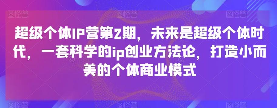 超级个体IP营第2期，未来是超级个体时代，一套科学的ip创业方法论，打造小而美的个体商业模式-Xiaobei云