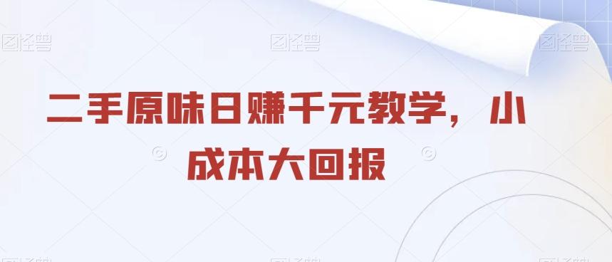 二手原味日赚千元教学，小成本大回报-Xiaobei云