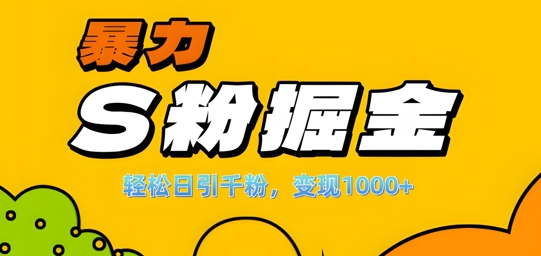单人单机日引千粉，变现1k+，S粉流量掘金计划攻略【揭秘】-Xiaobei云