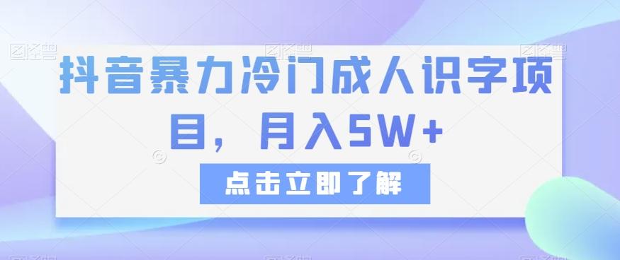 抖音暴力冷门成人识字项目，月入5W+【揭秘】-Xiaobei云