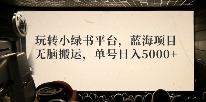 玩转小绿书平台，蓝海项目，无脑搬运，单号日入5000+-Xiaobei云