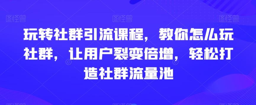 玩转社群引流课程，教你怎么玩社群，让用户裂变倍增，轻松打造社群流量池-Xiaobei云