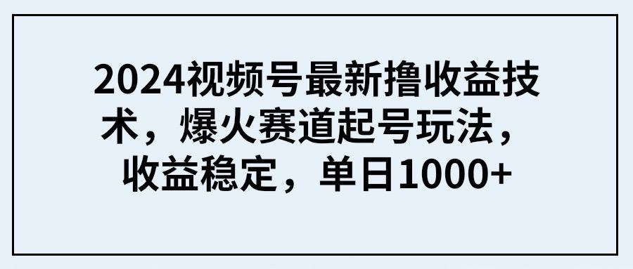 (9651期) 2024视频号最新撸收益技术，爆火赛道起号玩法，收益稳定，单日1000+-Xiaobei云