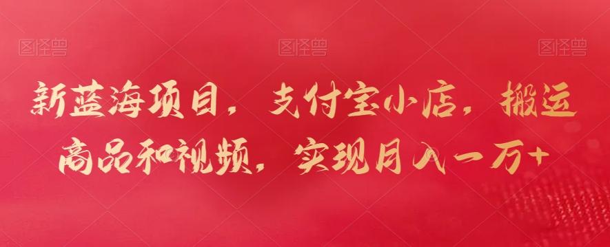 新蓝海项目，支付宝小店，搬运商品和视频，实现月入一万+【揭秘】-Xiaobei云