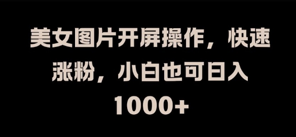 美女图片开屏操作，快速涨粉，小白也可日入1k【揭秘】-Xiaobei云