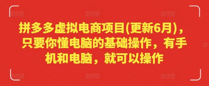 拼多多虚拟电商项目(更新6月)，只要你懂电脑的基础操作，有手机和电脑，就可以操作-Xiaobei云