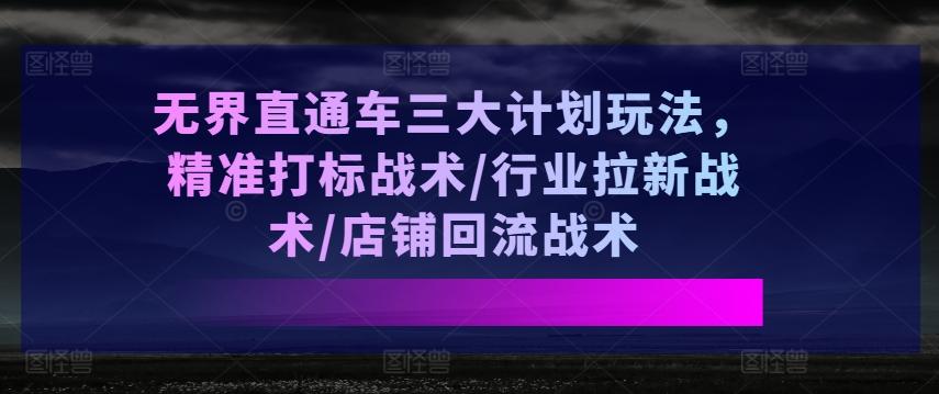 无界直通车三大计划玩法，精准打标战术/行业拉新战术/店铺回流战术-Xiaobei云