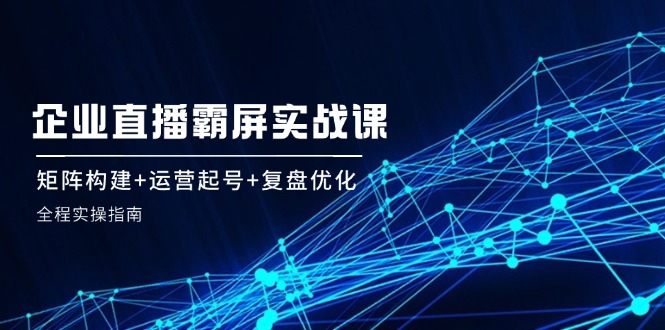 企业直播霸屏实战课：矩阵构建+运营起号+复盘优化，全程实操指南-Xiaobei云