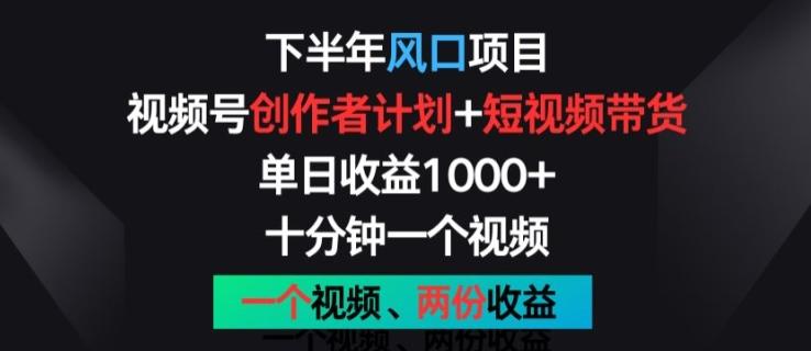 下半年风口项目，视频号创作者计划+视频带货，一个视频两份收益，十分钟一个视频【揭秘】-Xiaobei云