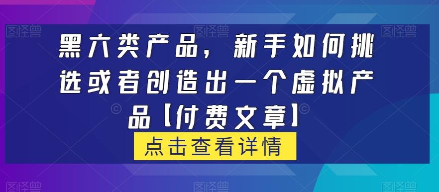 黑六类虚拟产品，新手如何挑选或者创造出一个虚拟产品【付费文章】-Xiaobei云