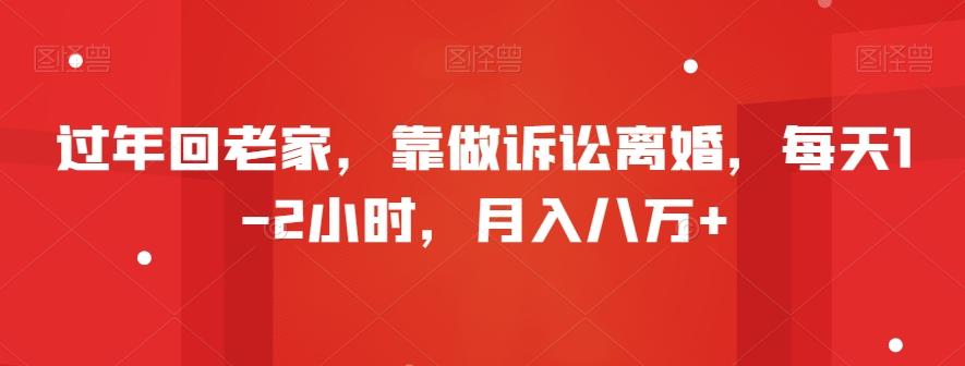 过年回老家，靠做诉讼离婚，每天1-2小时，月入八万+-Xiaobei云