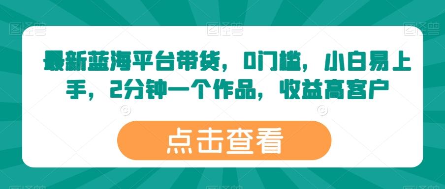 最新蓝海平台带货，0门槛，小白易上手，2分钟一个作品，收益高【揭秘】-Xiaobei云
