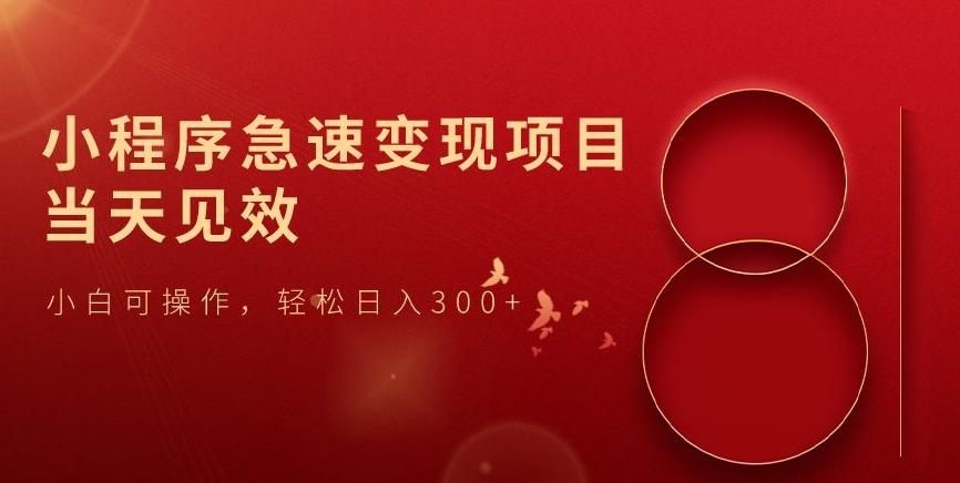 小程序急速变现项目，当天见效，小白可操作，轻松日入300+-Xiaobei云