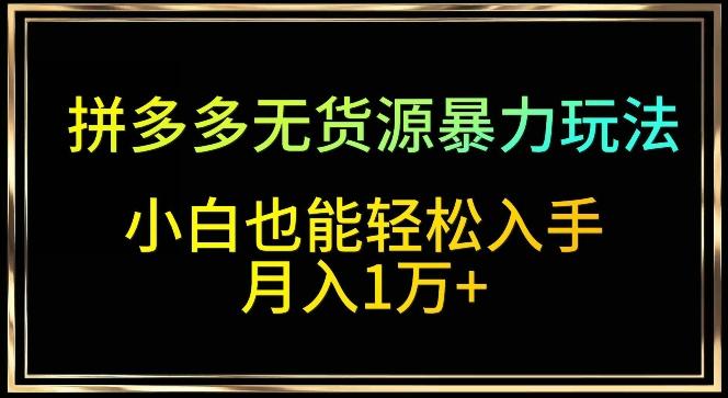拼多多无货源暴力玩法，全程干货，小白也能轻松入手，月入1万+【揭秘】-Xiaobei云