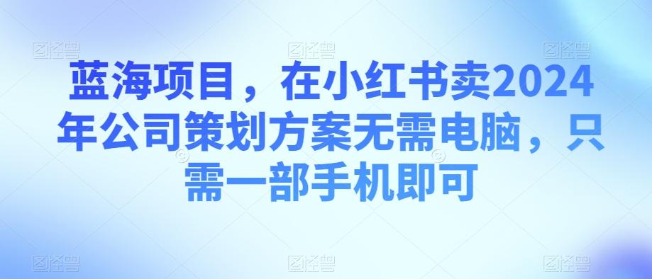 蓝海项目，在小红书卖2024年公司策划方案无需电脑，只需一部手机即可-Xiaobei云