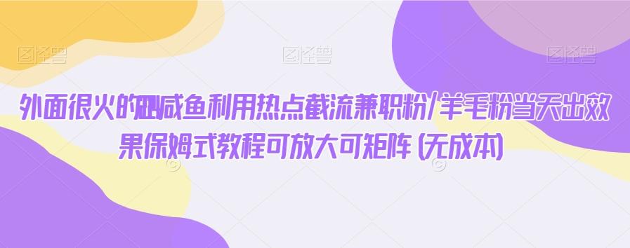 外面很火的2024咸鱼利用热点截流兼职粉/羊毛粉当天出效果保姆式教程可放大可矩阵(无成本)-Xiaobei云