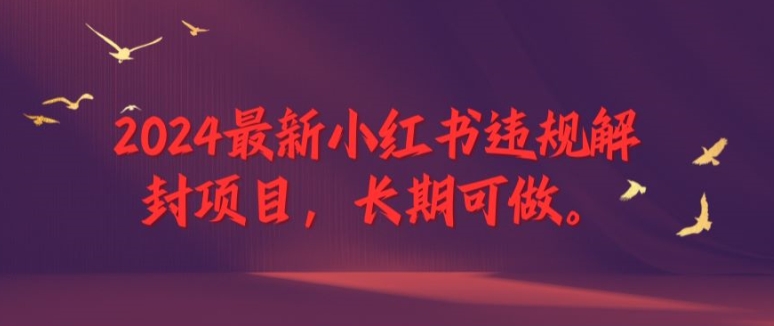2024最新小红书违规解封项目，长期可做，一个可以做到退休的项目【揭秘】-Xiaobei云