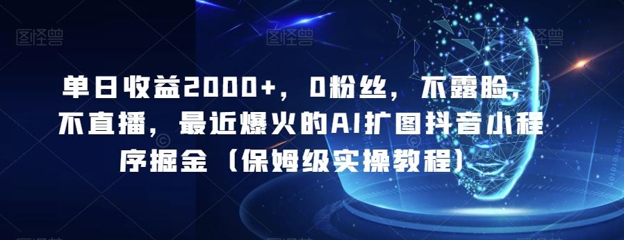 单日收益2000+，0粉丝，不露脸，不直播，最近爆火的AI扩图抖音小程序掘金（保姆级实操教程）-Xiaobei云