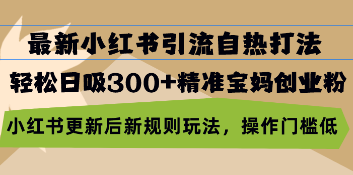 最新小红书引流自热打法，轻松日吸300+精准宝妈创业粉，小红书更新后新...-Xiaobei云