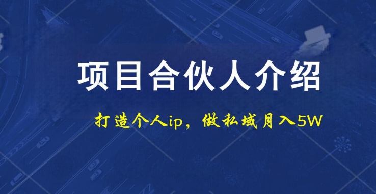 项目合伙人项目，打造个人IP，做私域月入5W，小白勿扰-Xiaobei云