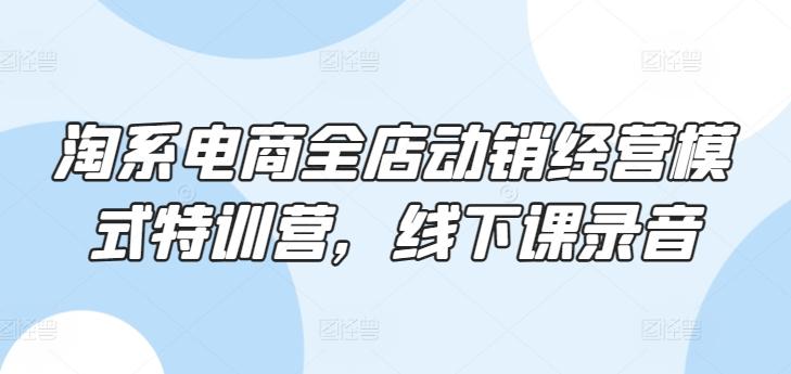 淘系电商全店动销经营模式特训营，线下课录音-Xiaobei云