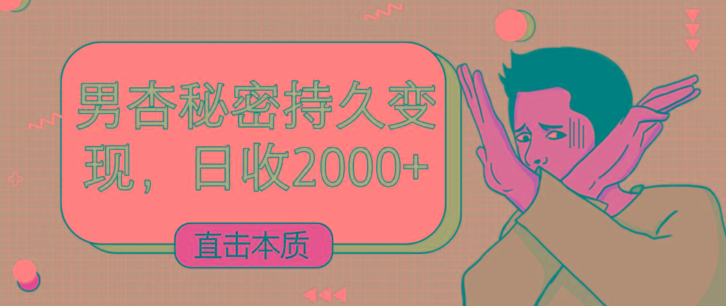 直击本质，男杏秘密持久变现，日收2000+-Xiaobei云