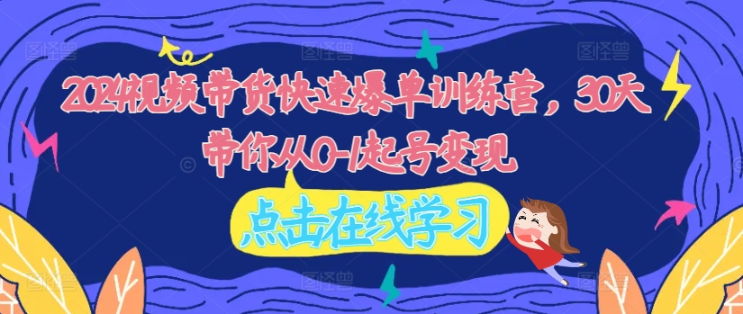 2024视频带货快速爆单训练营，30天带你从0-1起号变现-Xiaobei云