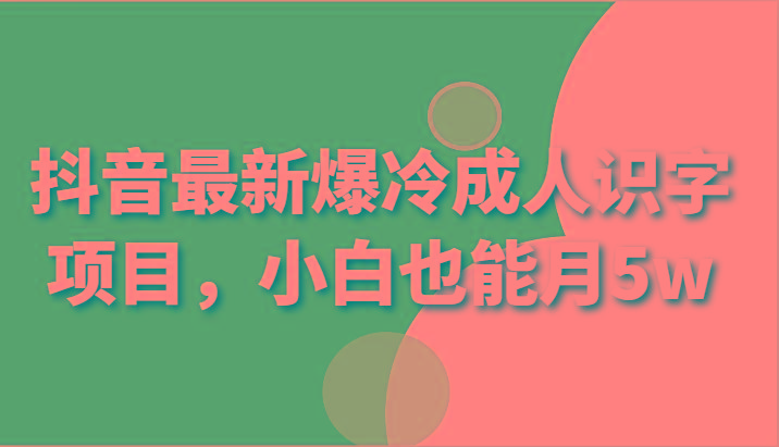 抖音最新爆冷成人识字项目,小白也能月5w-Xiaobei云