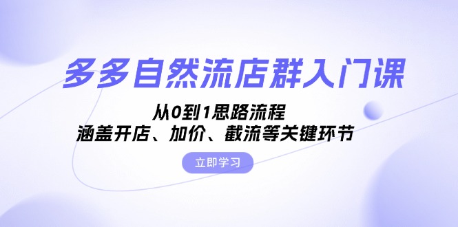 多多自然流店群入门课，从0到1思路流程，涵盖开店、加价、截流等关键环节-Xiaobei云