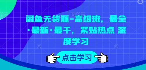 闲鱼无货源-高级班，最全·最新·最干，紧贴热点 深度学习-Xiaobei云