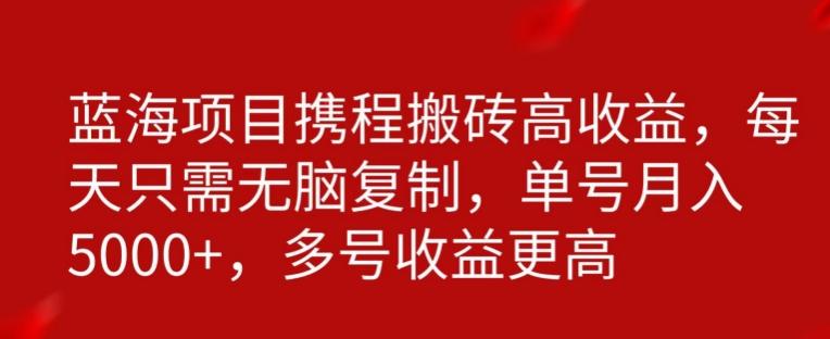 携程搬砖项目，只需每天无脑复制，月入5000+-Xiaobei云