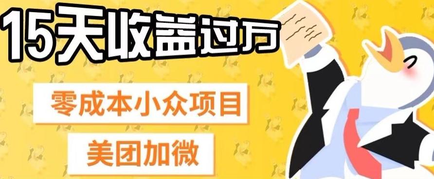 零成本小众项目，美团加微，一单4.5+，15天已经有人赚上万收益-Xiaobei云