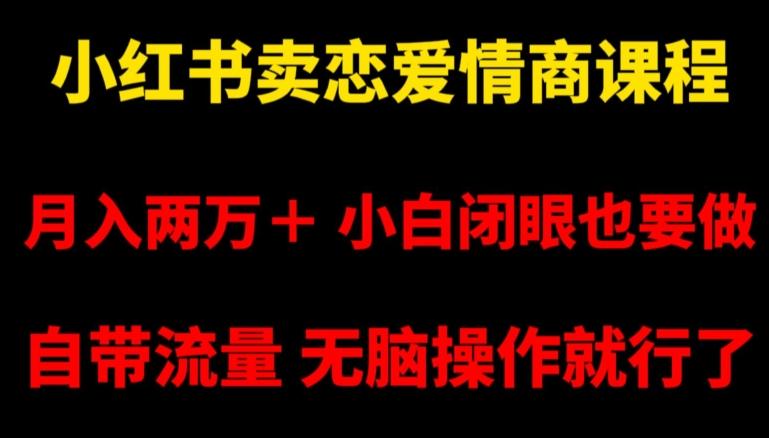 小红书卖恋爱情商课程，月入两万＋，小白闭眼也要做，自带流量，无脑操作就行了【揭秘】-Xiaobei云