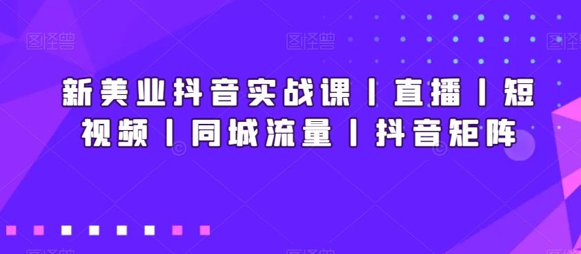 新美业抖音实战课丨直播丨短视频丨同城流量丨抖音矩阵-Xiaobei云