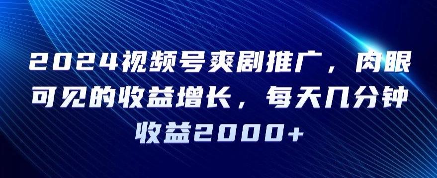 2024视频号爽剧推广，肉眼可见的收益增长，每天几分钟收益2000+【揭秘】-Xiaobei云