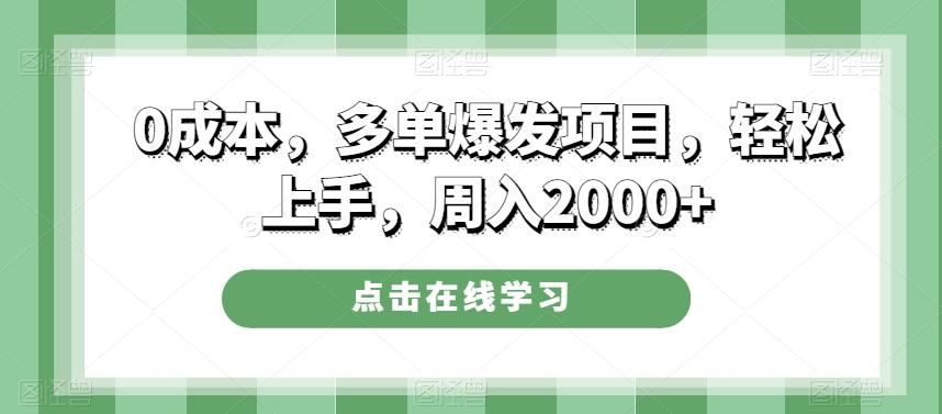 0成本，多单爆发项目，轻松上手，周入2000+-Xiaobei云