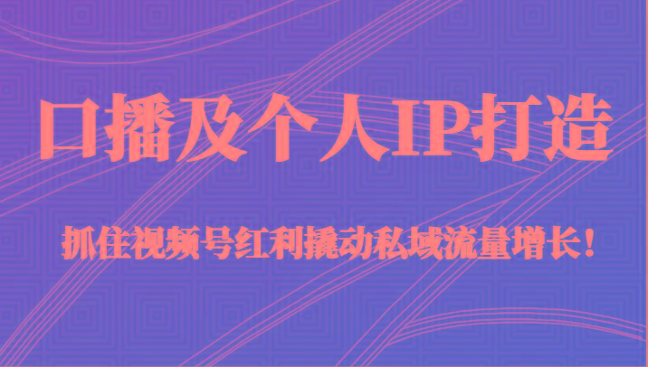 口播及个人IP打造，抓住视频号红利撬动私域流量增长！（45节课）-Xiaobei云