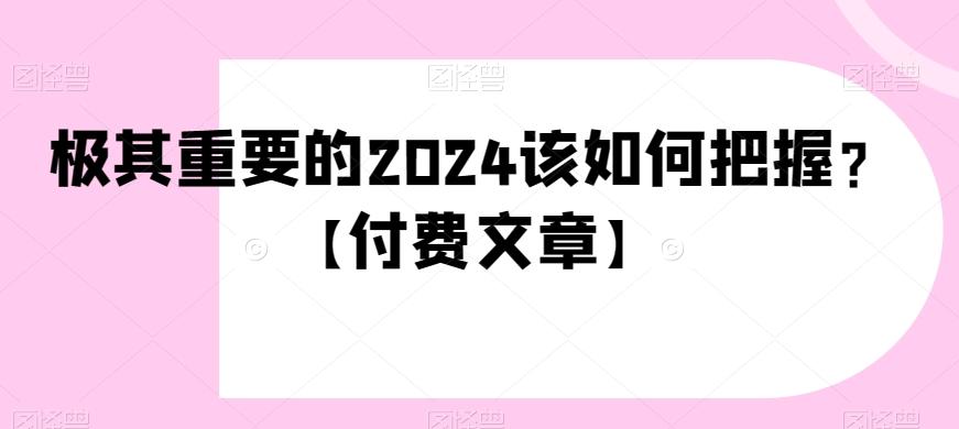 极其重要的2024该如何把握？【付费文章】-Xiaobei云