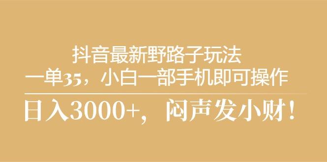 抖音最新野路子玩法，一单35，小白一部手机即可操作，，日入3000+，闷…-Xiaobei云